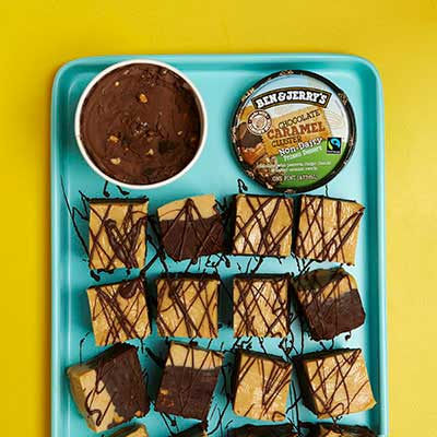 Step 5 fudge Cut into squares, drizzle with melted chocolate on a plate