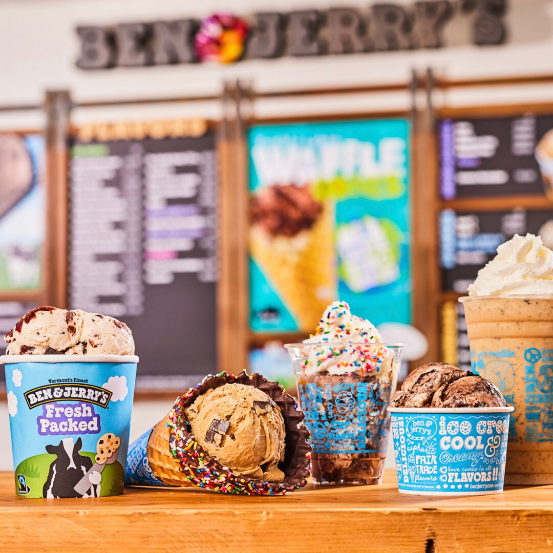 Scoop shop items on a counter in a shop