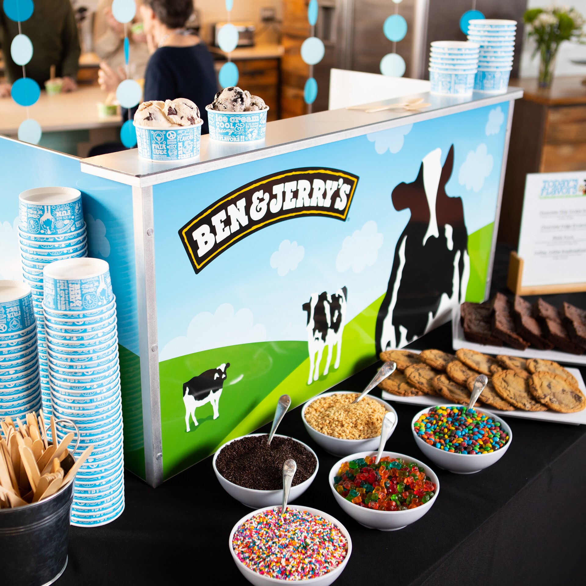 Ice cream catering setup on table